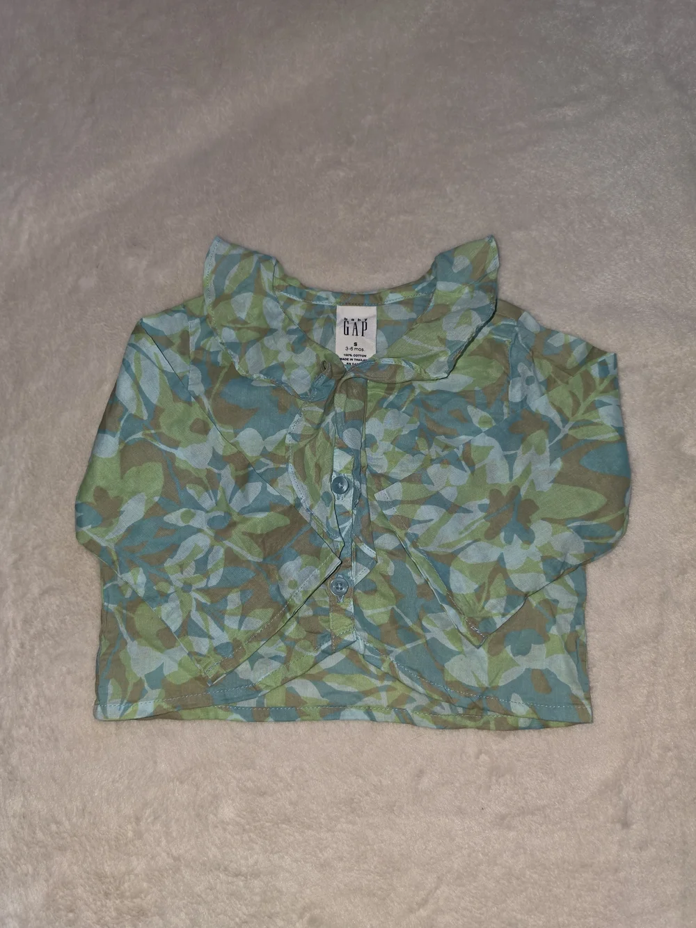 baby GAP Floral Button-Down Baby Top in Blue and Green 3-6 M